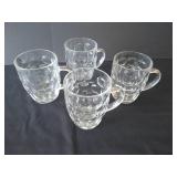 Vintage Arcorca France Clear Glass Thumbprint Small Beer Mugs (4)