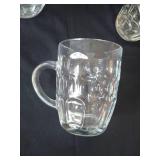 Vintage Arcorca France Clear Glass Thumbprint Small Beer Mugs (4)