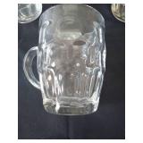 Vintage Arcorca France Clear Glass Thumbprint Small Beer Mugs (4)