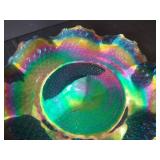 Indiana Blue Carnival Glass Ruffled Platter