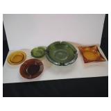 Vintage Colored Glass Ash Trays