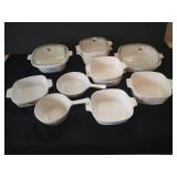 Many Corningware Casserole Pans w/ Some Lids