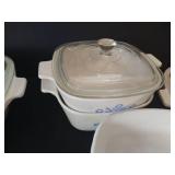 Many Corningware Casserole Pans w/ Some Lids