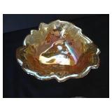 Indiana Glass "Loganberry" Carnival Glass Bowl & Jeannette Glass "Floragold" Berry Bowl