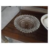 Vintage Rolling Cart w/ Trays, Crystal, & Glass Dishes