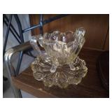 Vintage Rolling Cart w/ Trays, Crystal, & Glass Dishes
