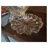 Vintage Rolling Cart w/ Trays, Crystal, & Glass Dishes