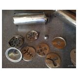 (2) Vintage Metal Hand Crank Cookie Presses w/ Shape Discs