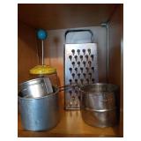Vintage Box Grater, Measuring Cups, Chopper