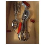 Two Vintage Egg Beaters with Red Handles