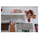 Mixed Lot: Caulk Guns, Scrapers, Putty Knives & Plumbing Fittings