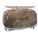 Vintage Woven Picnic Basket With Eagle Emblem