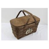 Vintage Woven Picnic Basket With Eagle Emblem
