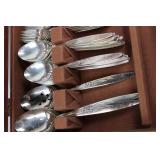 Oneida, Holmes & Edwards & International Silver Flatware Set in Wooden Chest