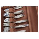 Oneida, Holmes & Edwards & International Silver Flatware Set in Wooden Chest