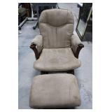 Upholstered Rocking Recliner & Ottoman (Lot of 2)