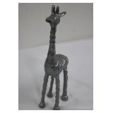 Mixed Metal Giraffe Figurine & Heart Hand Sculpture