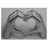 Mixed Metal Giraffe Figurine & Heart Hand Sculpture