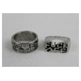 Insult Statement Rings Size 8.5-9 (Lot of 2)