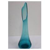 Tall Turquoise Art Glass Vase