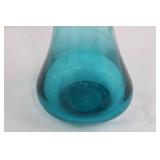Tall Turquoise Art Glass Vase