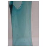 Tall Turquoise Art Glass Vase