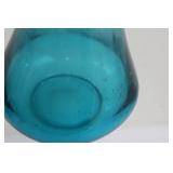 Tall Turquoise Art Glass Vase