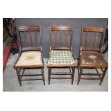 Wood Dining Chairs With Needlepoint Seats (Set of 3)
