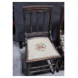 Wood Dining Chairs With Needlepoint Seats (Set of 3)
