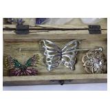 Mixed Jewelry & Stones Set in Carved Wood Box