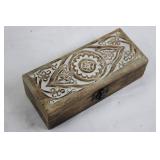 Mixed Jewelry & Stones Set in Carved Wood Box