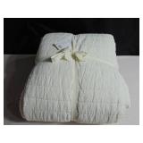 French Linen Channel Stitch Quilt - King/Cal King - Cream - Bokser Home