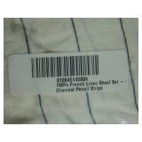 100% French Linen Sheet Set - Cal King - Charcoal Pencil Stripe | BOKSER HOME
