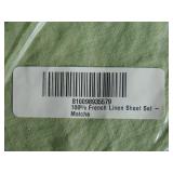 100% French Linen Sheet Set  King - Matcha | BOKSER HOME