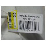 2 Pack Soft White Duck Feather & Down Bed Pillow - King | BOKSER HOME