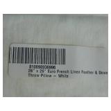 26"X26" Euro French Linen Feather & Down Throw Pillow - White - Bokser Home