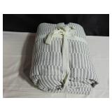 100% Cotton Textured Stripe Duvet Cover - Gray/White - King/Cal King - Bokser Home