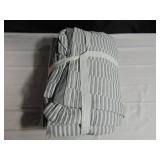 100% Cotton Textured Stripe Duvet Cover - Gray/White - King/Cal King - Bokser Home