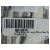 100% Cotton Textured Stripe Duvet Cover - Gray/White - King/Cal King - Bokser Home