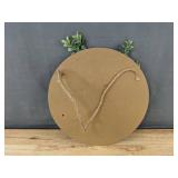 10.5 in Round Wood Hello Hanging Sign with Bow - Brand New