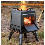 Iron Portable Wood or Charcoal Burning Heavy Duty Black Outdoor Camp Stove - Brand New