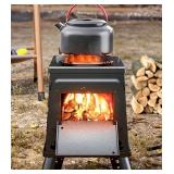 Iron Portable Wood or Charcoal Burning Heavy Duty Black Outdoor Camp Stove - Brand New