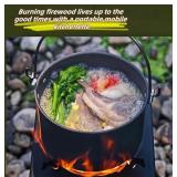 Iron Portable Wood or Charcoal Burning Heavy Duty Black Outdoor Camp Stove - Brand New