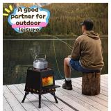 Iron Portable Wood or Charcoal Burning Heavy Duty Black Outdoor Camp Stove - Brand New