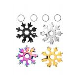 4 18-in-1 Snowflake Multi Tool Stainless Steel Keychains - New