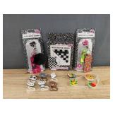 Char Charms Water Bottle Pouch, Bottle Charms, 6 Animal Straw Covers, 4 Hawaiian Straw Covers - Brand New