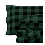 Bare Home Luxury Cotton Flannel Queen Sheet Set, Forest Green Black - $73 Retail - Brand New