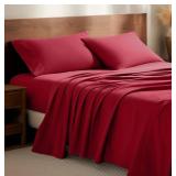 Bare Home Luxury Cotton Flannel Full Sheet Set, Red - $63 Retail - Brand New