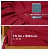 Bare Home Luxury Cotton Flannel Full Sheet Set, Red - $63 Retail - Brand New