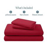 Bare Home Luxury Cotton Flannel Full Sheet Set, Red - $63 Retail - Brand New
